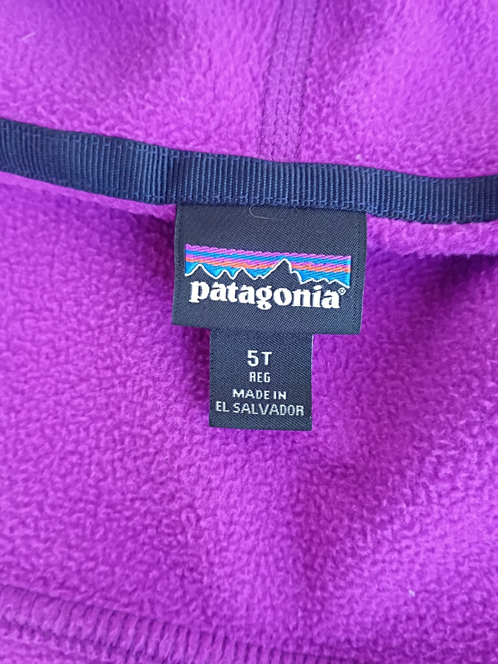Patagonia micro D Snap-t Purple Hooded Fleece Jacket Girls Size 5t - Picture 7 of 10